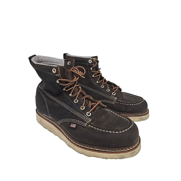 Thorogood Men's 6" 814-4203 USA Wedge Sole Soft Toe Boot Brown Size 8.5D - Picture 1 of 7